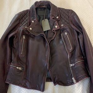 All Saints Catch Oxblood Leather Biker Jacket
